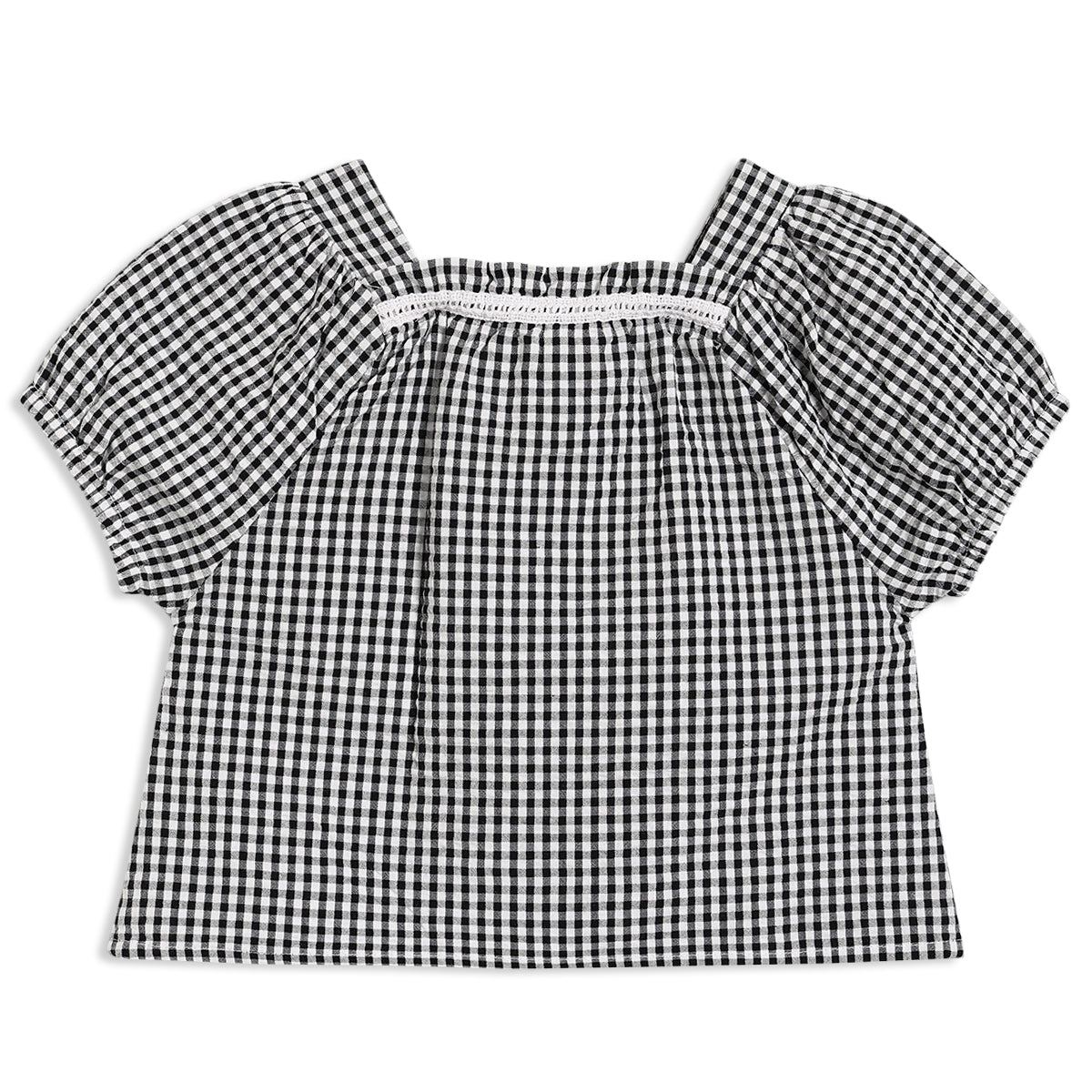 Baby Girls Gingham Top & Shorts Set, Black & White