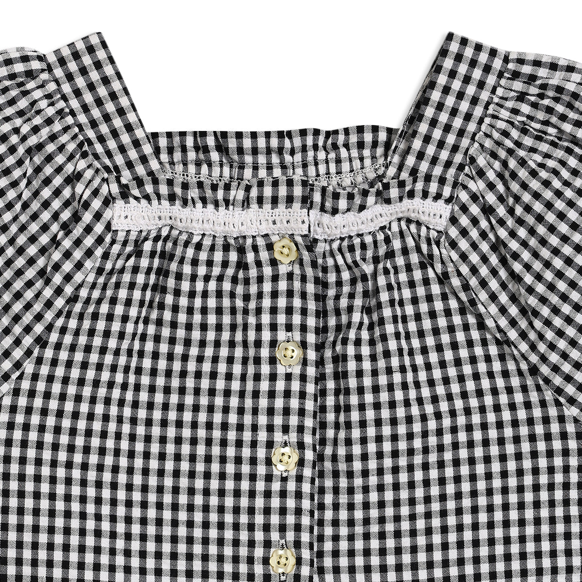 Baby Girls Gingham Top & Shorts Set, Black & White