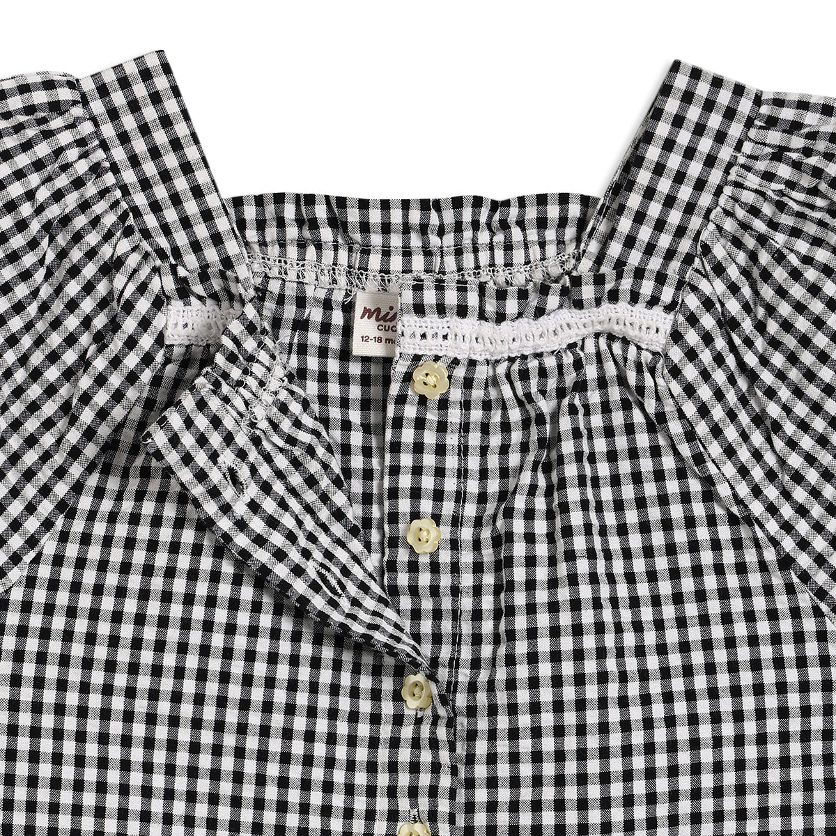 Baby Girls Gingham Top & Shorts Set, Black & White