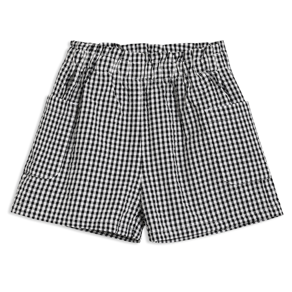 Baby Girls Gingham Top & Shorts Set, Black & White