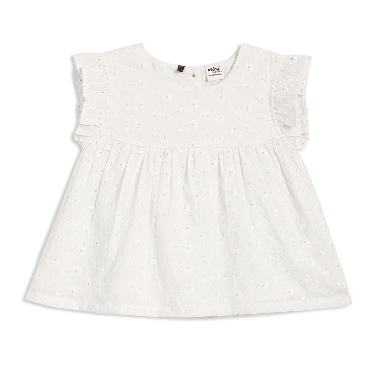 Baby Girls Schiffli Embroidered Top & Shorts Set – White