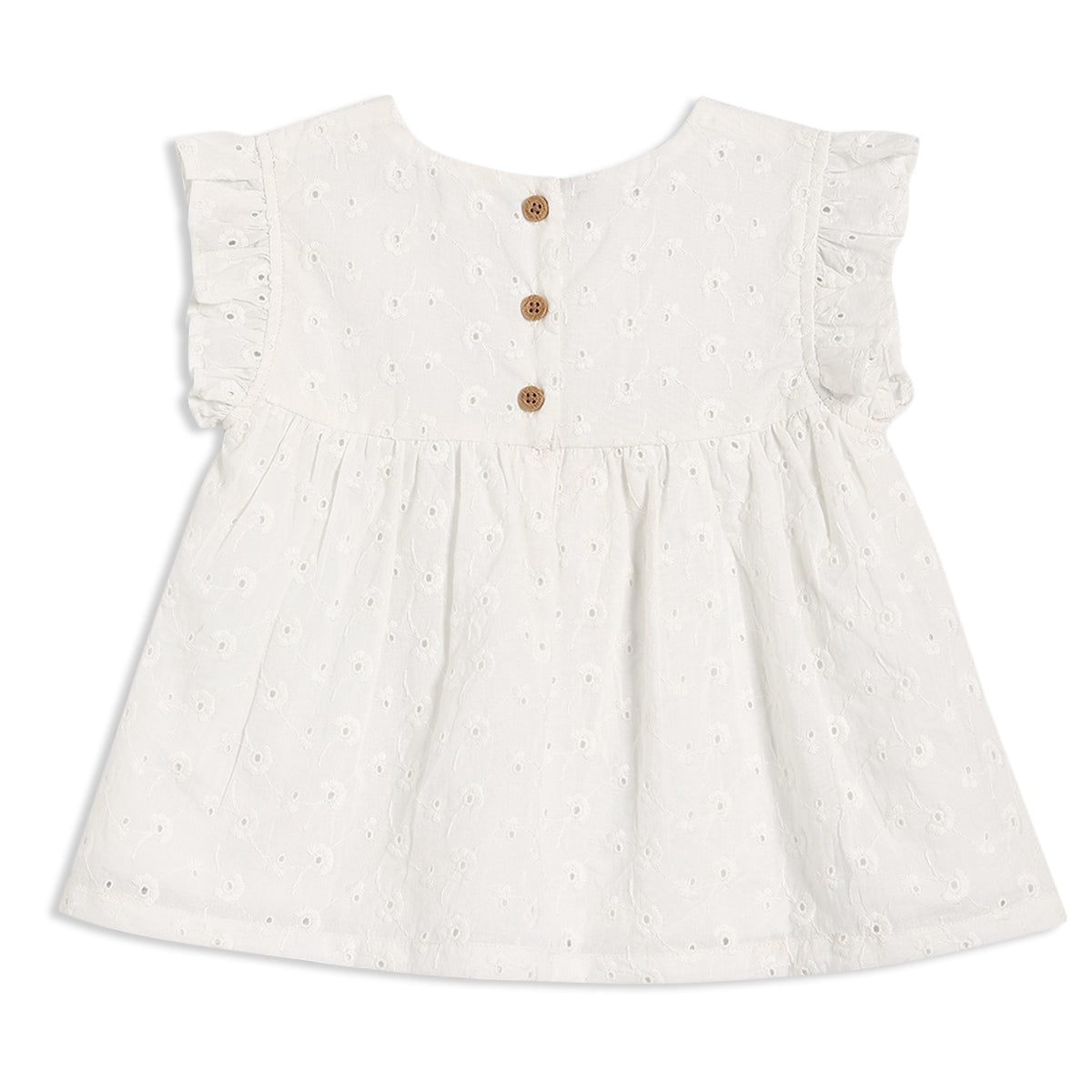 Baby Girls Schiffli Embroidered Top & Shorts Set – White