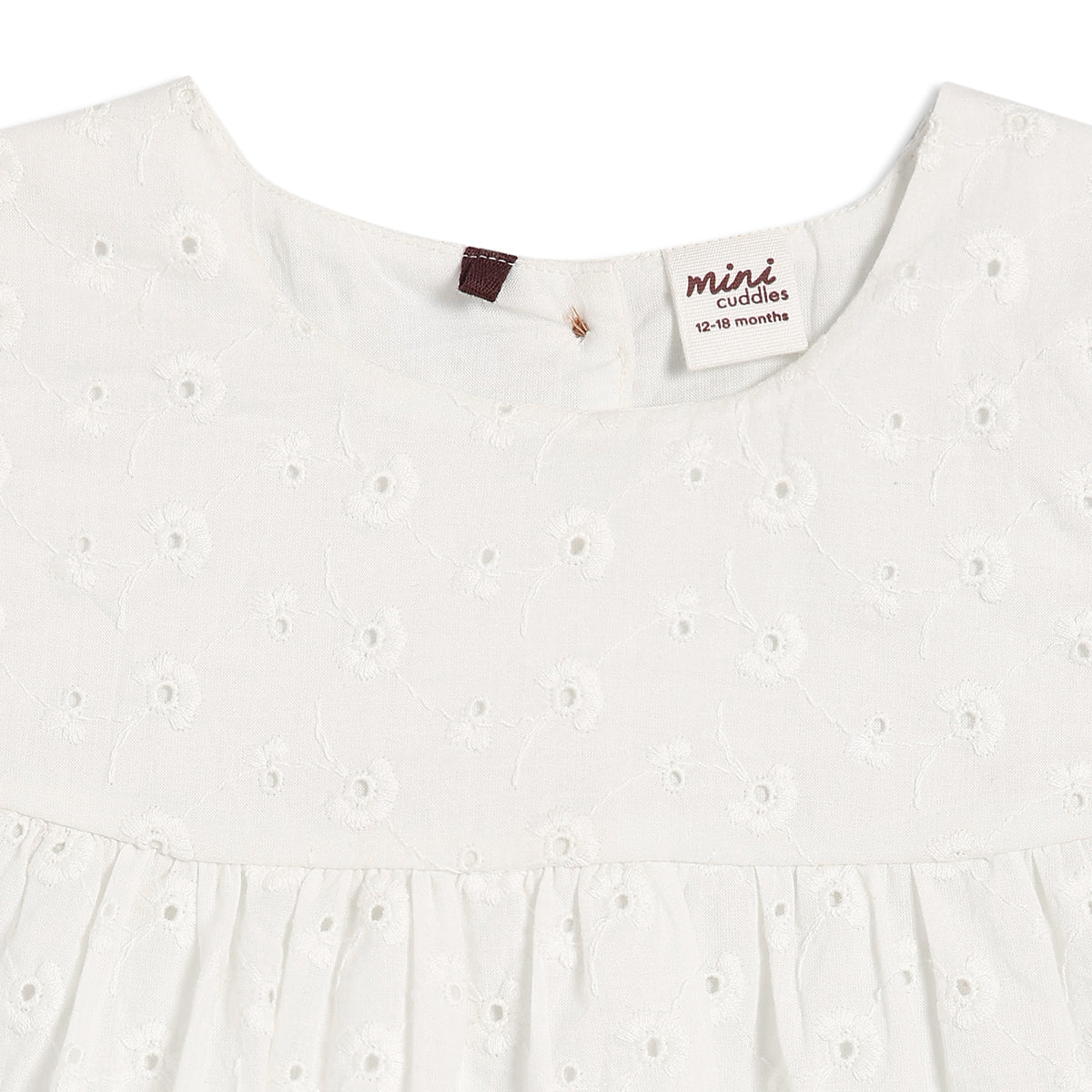 Baby Girls Schiffli Embroidered Top & Shorts Set – White