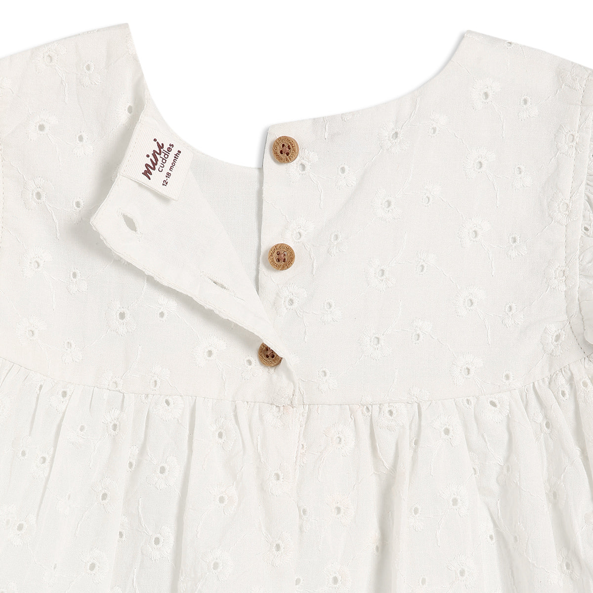 Baby Girls Schiffli Embroidered Top & Shorts Set – White