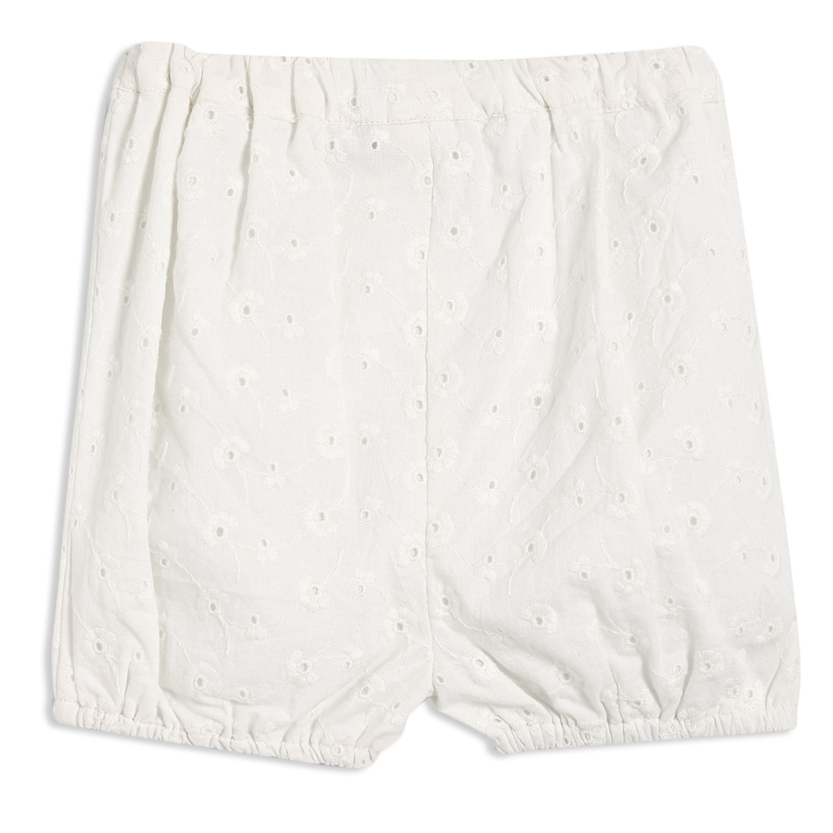 Baby Girls Schiffli Embroidered Top & Shorts Set – White