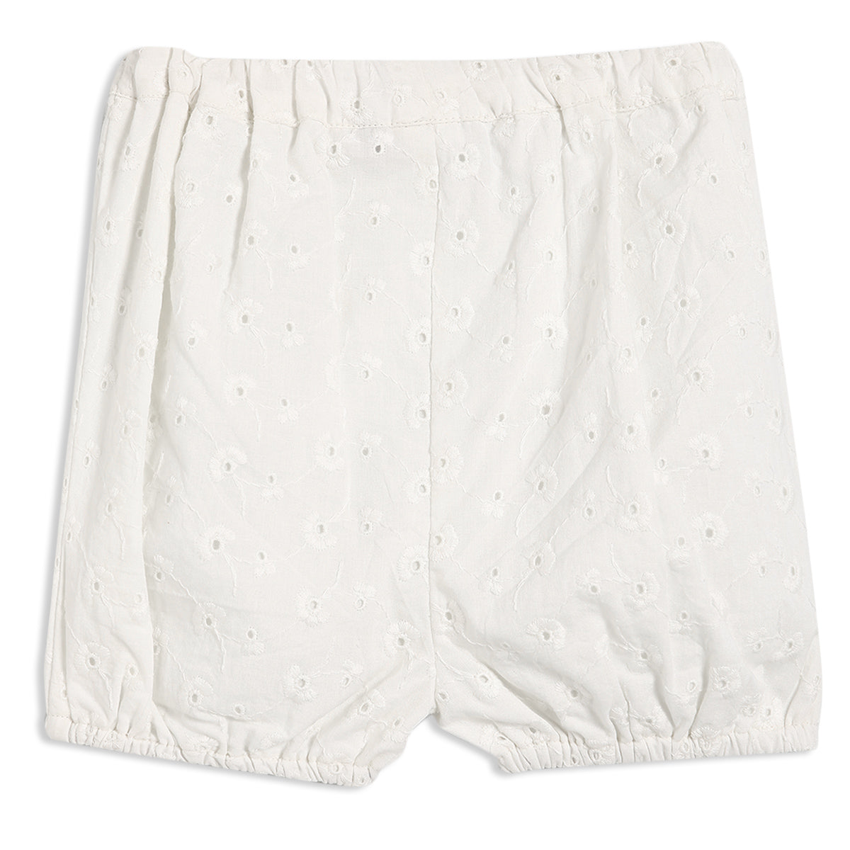 Baby Girls Schiffli Embroidered Top & Shorts Set – White