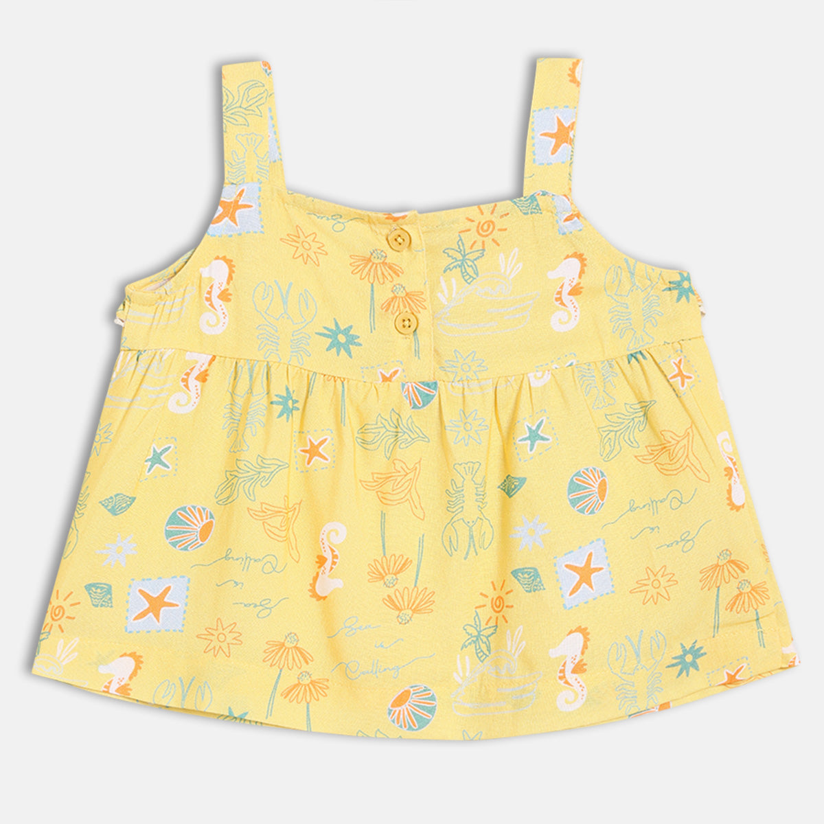 Baby Girls Sea Life Print Top with Shorts Set, Yellow