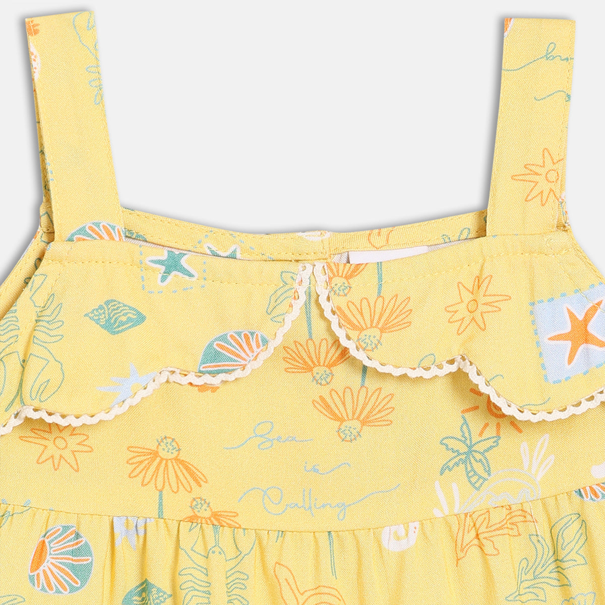 Baby Girls Sea Life Print Top with Shorts Set, Yellow