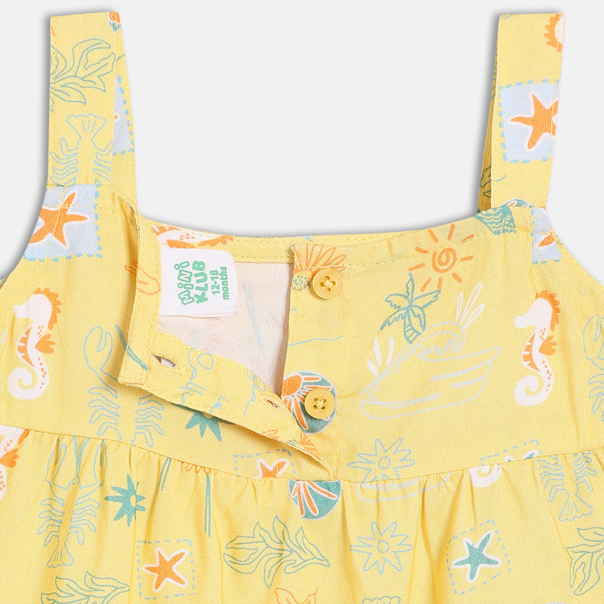 Baby Girls Sea Life Print Top with Shorts Set, Yellow
