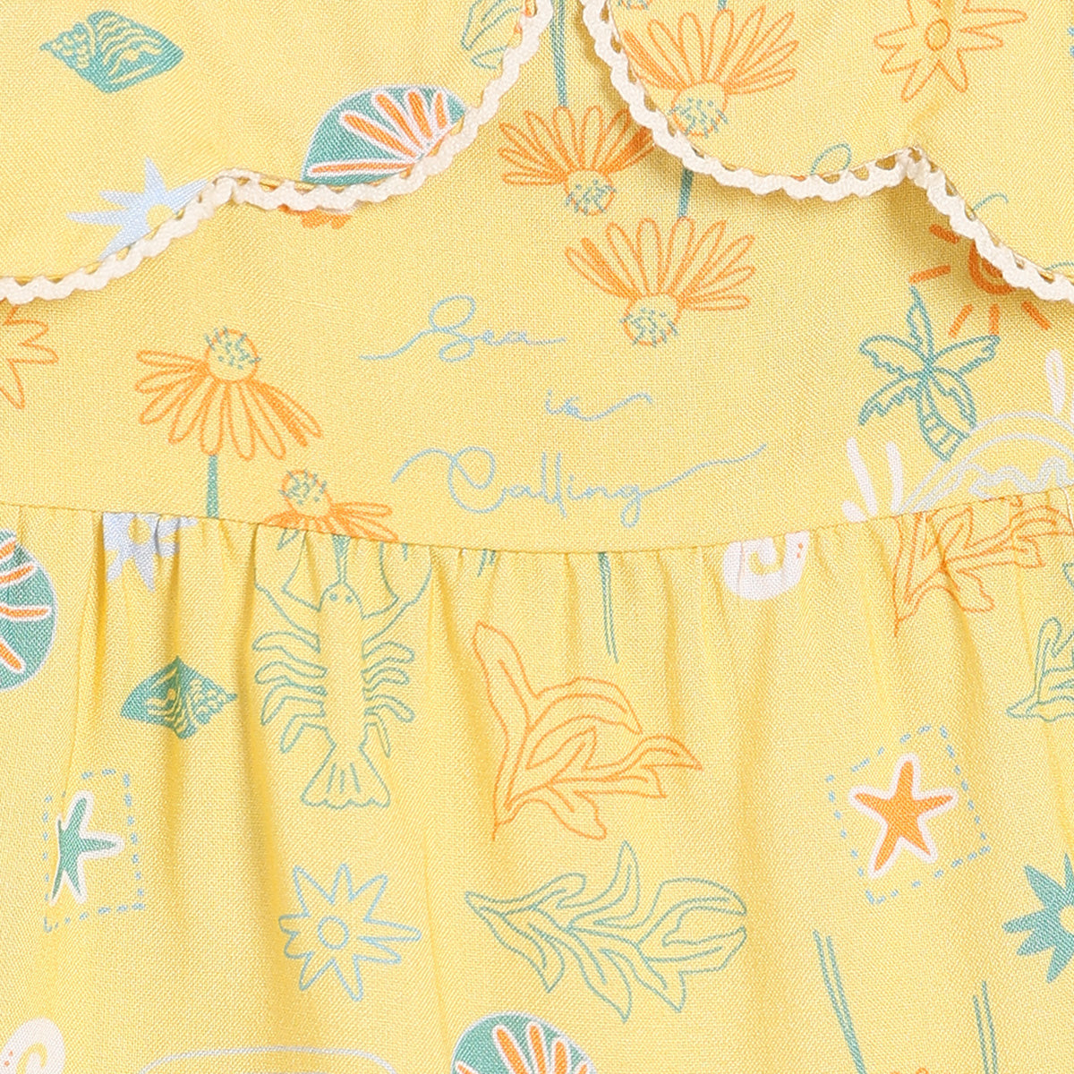 Baby Girls Sea Life Print Top with Shorts Set, Yellow