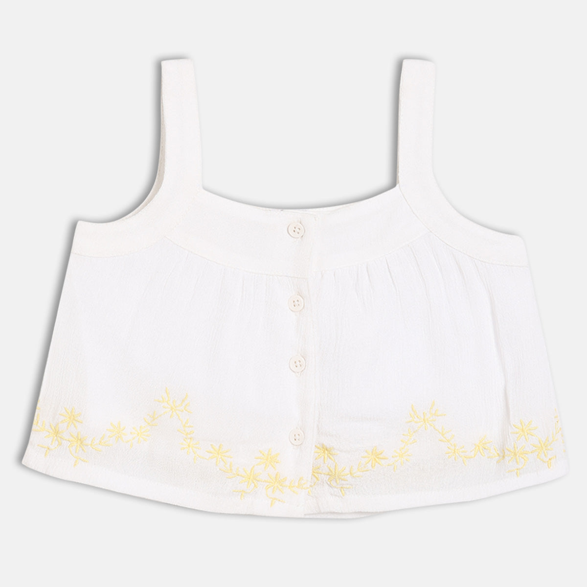 Baby Girls Printed Top And Skirt Set, White And Yellow