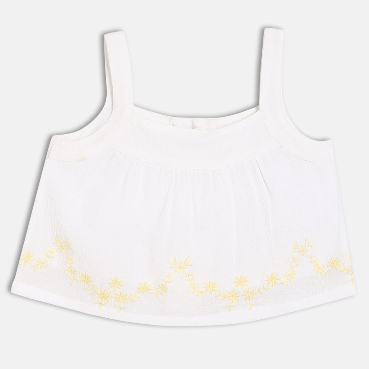 Baby Girls Printed Top And Skirt Set, White And Yellow