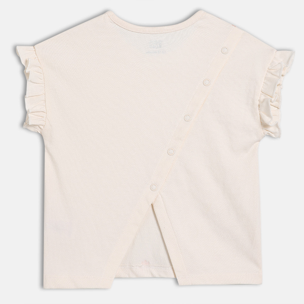 Baby Girls Printed Top with Striped Shorts Set, Cream & Peach