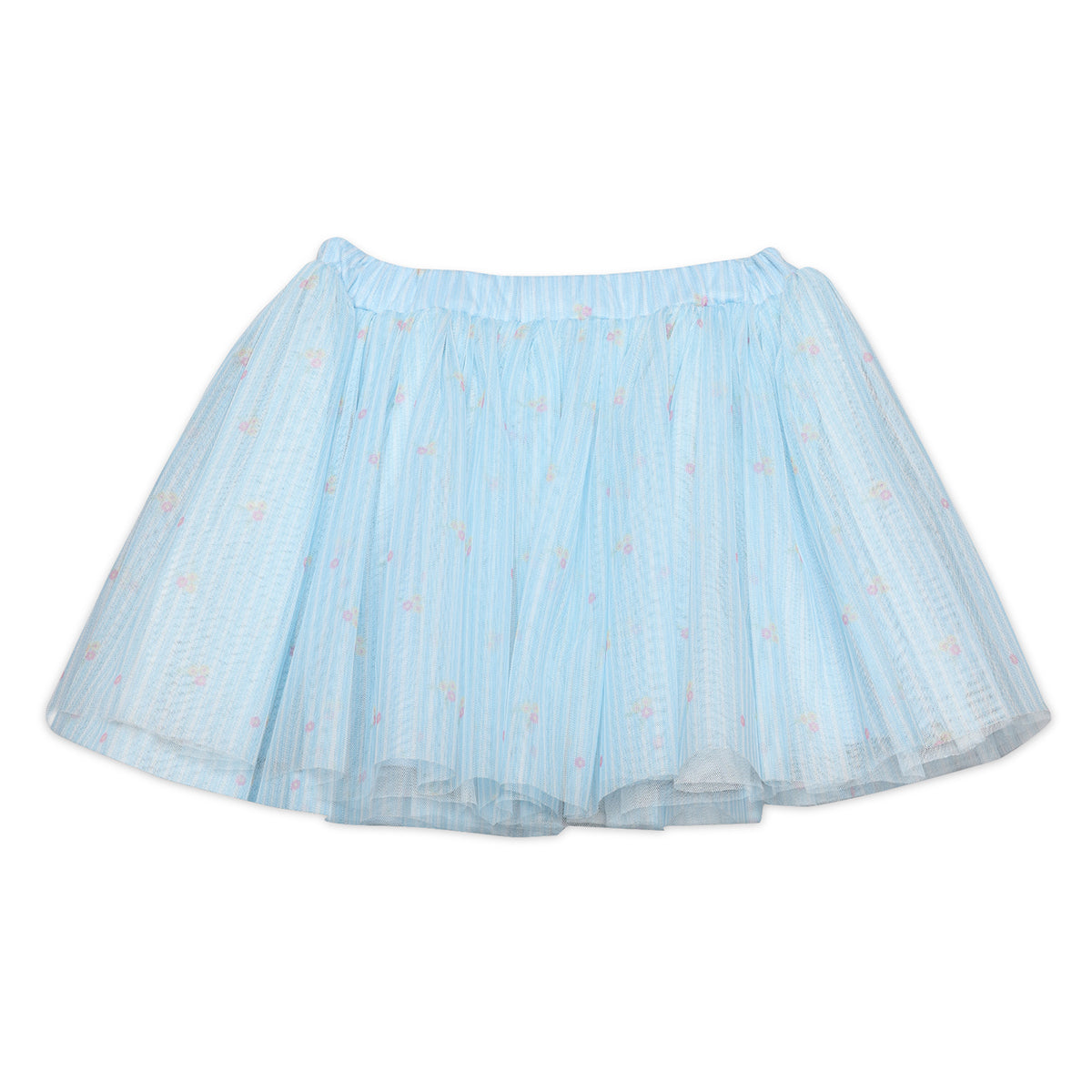Baby Girls Floral Embroidered Top and Skirt, Cream and Light Blue