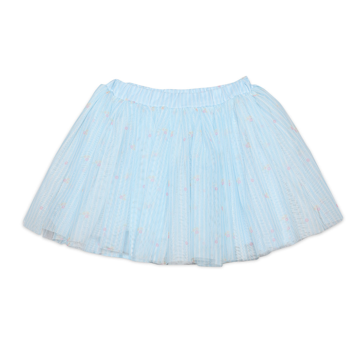 Baby Girls Floral Embroidered Top and Skirt, Cream and Light Blue