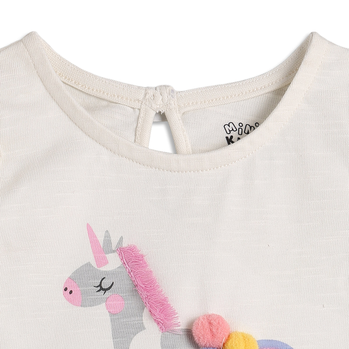 Baby Girls Unicorn Print Top and Star Print Shorts Set, Off White