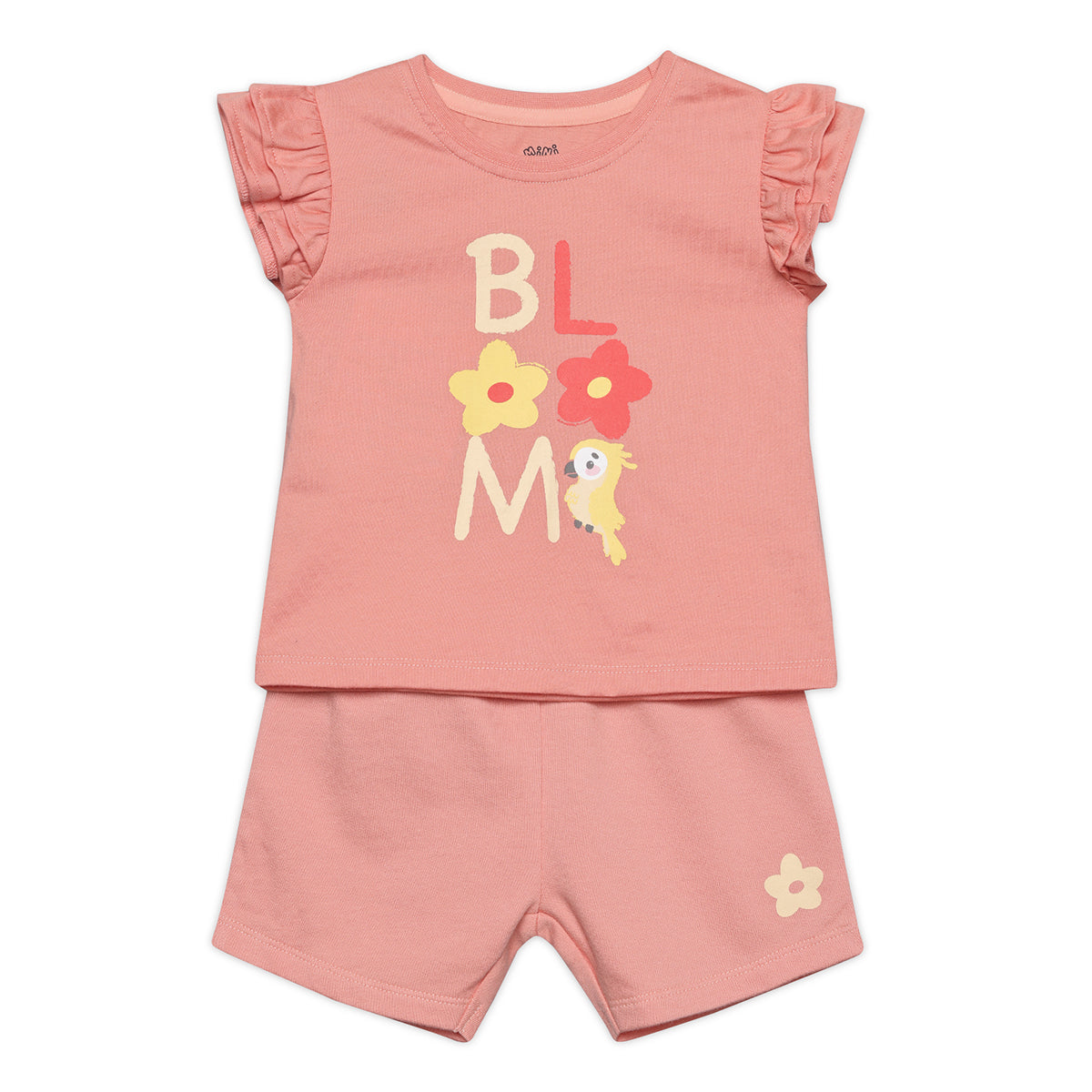 Baby Girls Text Printed Clothing Set, Peach