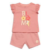 Baby Girls Text Printed Clothing Set, Peach