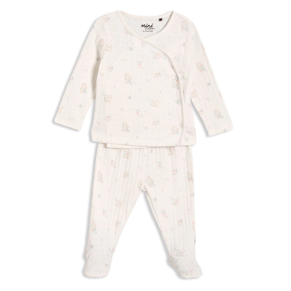 Baby Girls Floral Print Top And Bottom Set, Ivory