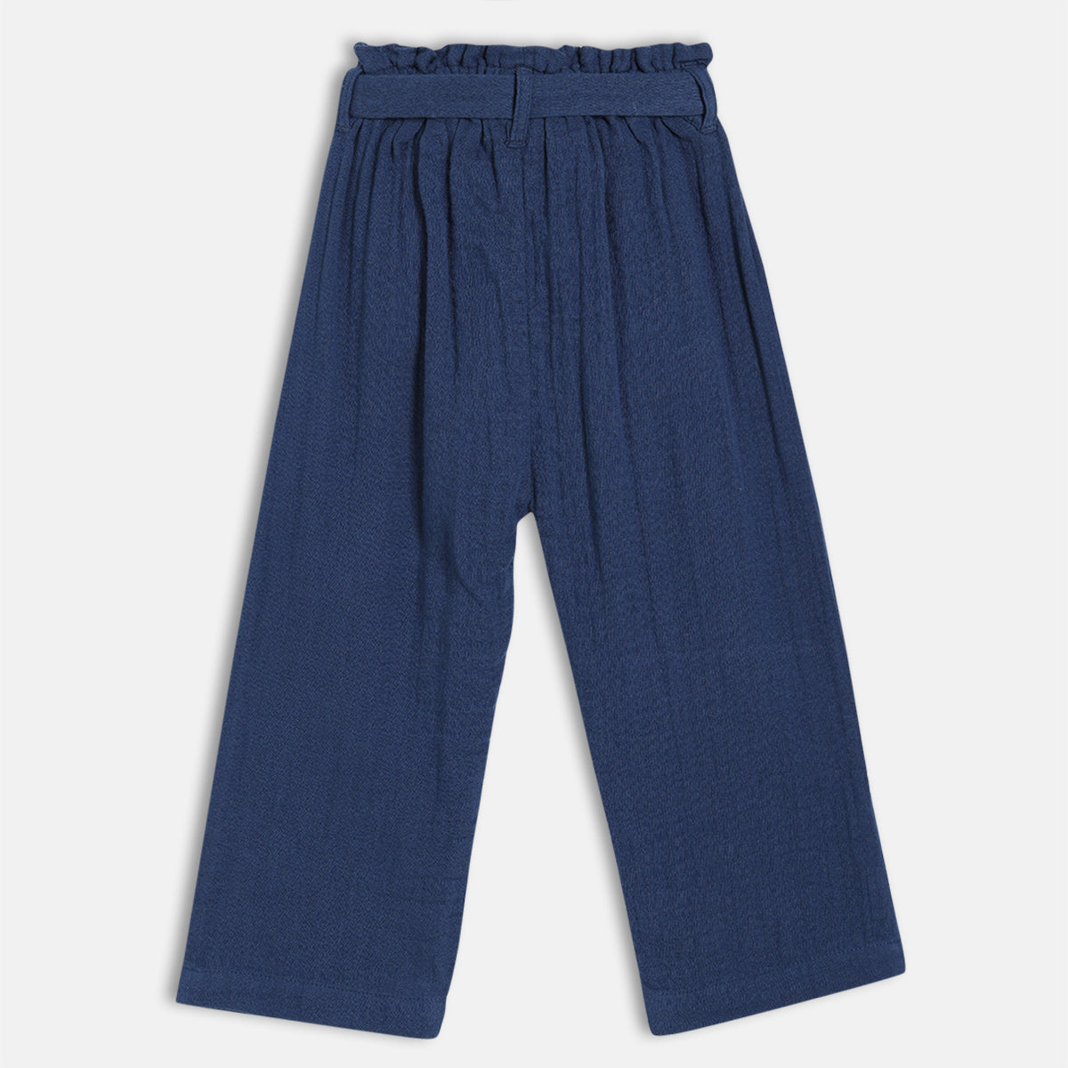 Baby Girls Solid Paperbag Waist Pants, Navy Blue