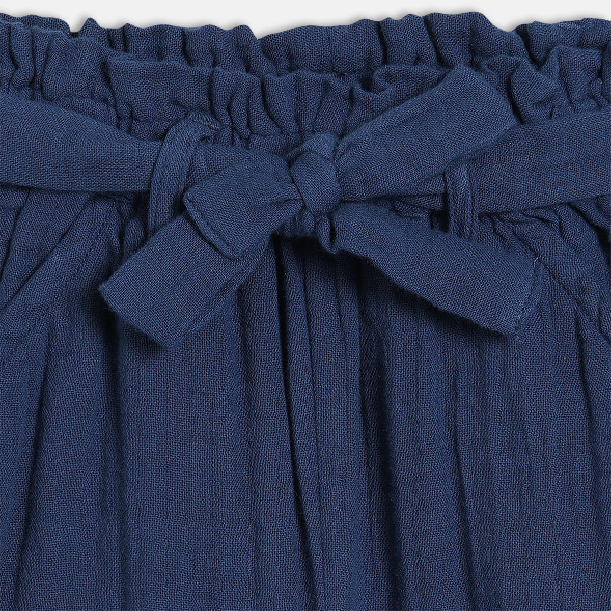 Baby Girls Solid Paperbag Waist Pants, Navy Blue