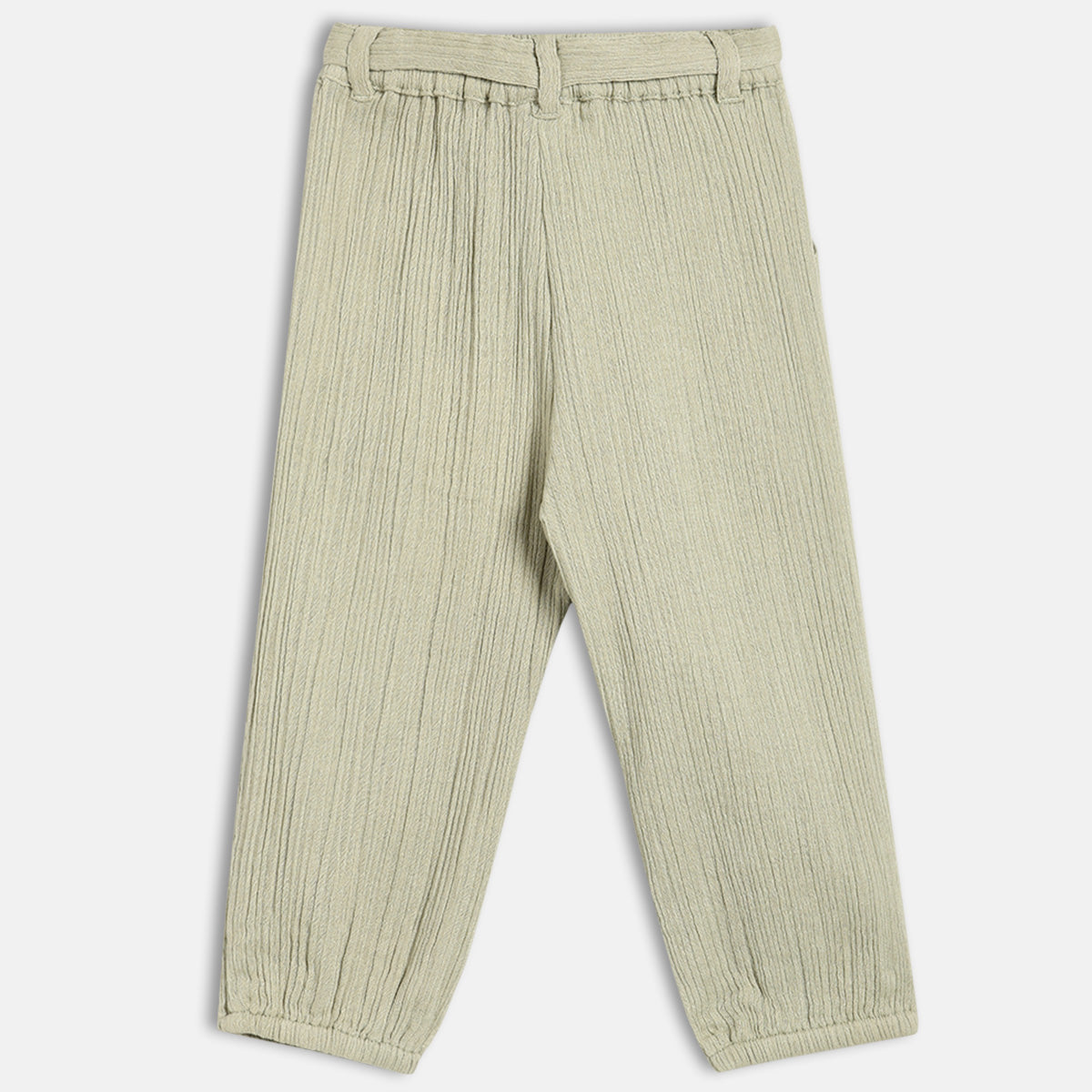 Baby Girls Solid Pants with Tie-Up Waist, Light Green
