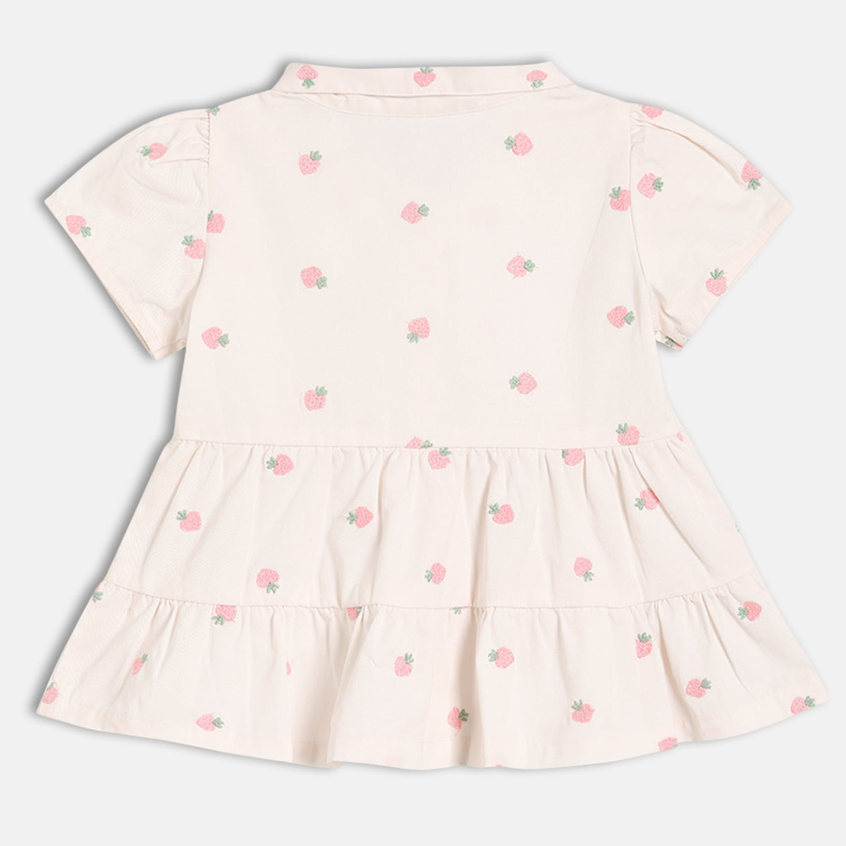 Baby Girls Printed Woven Top, Cream