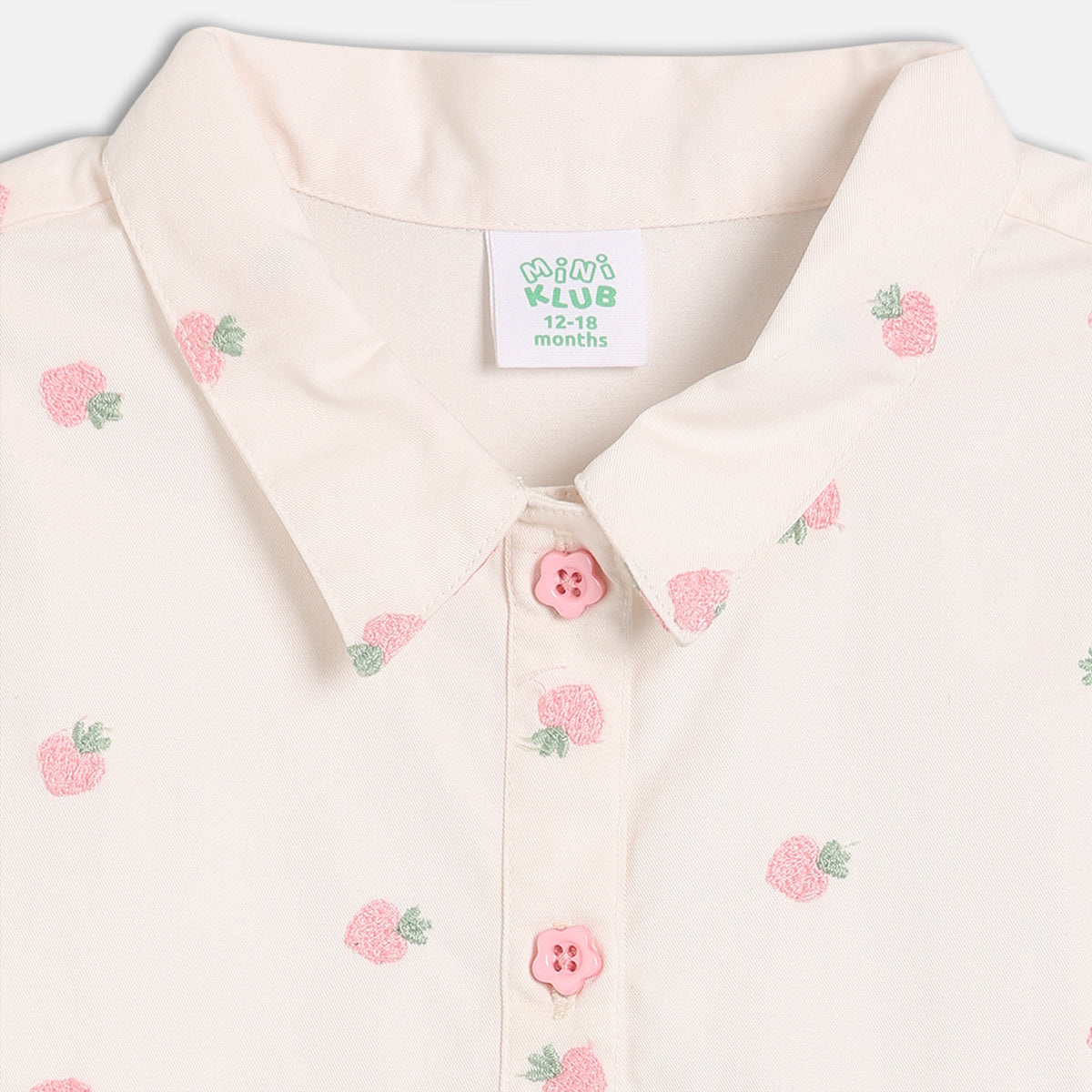 Baby Girls Printed Woven Top, Cream