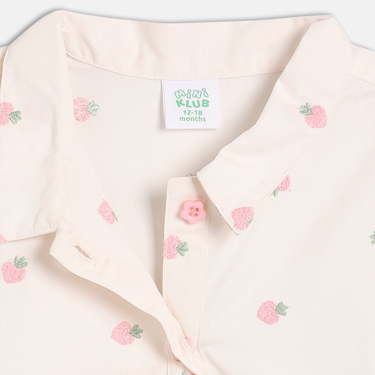 Baby Girls Printed Woven Top, Cream