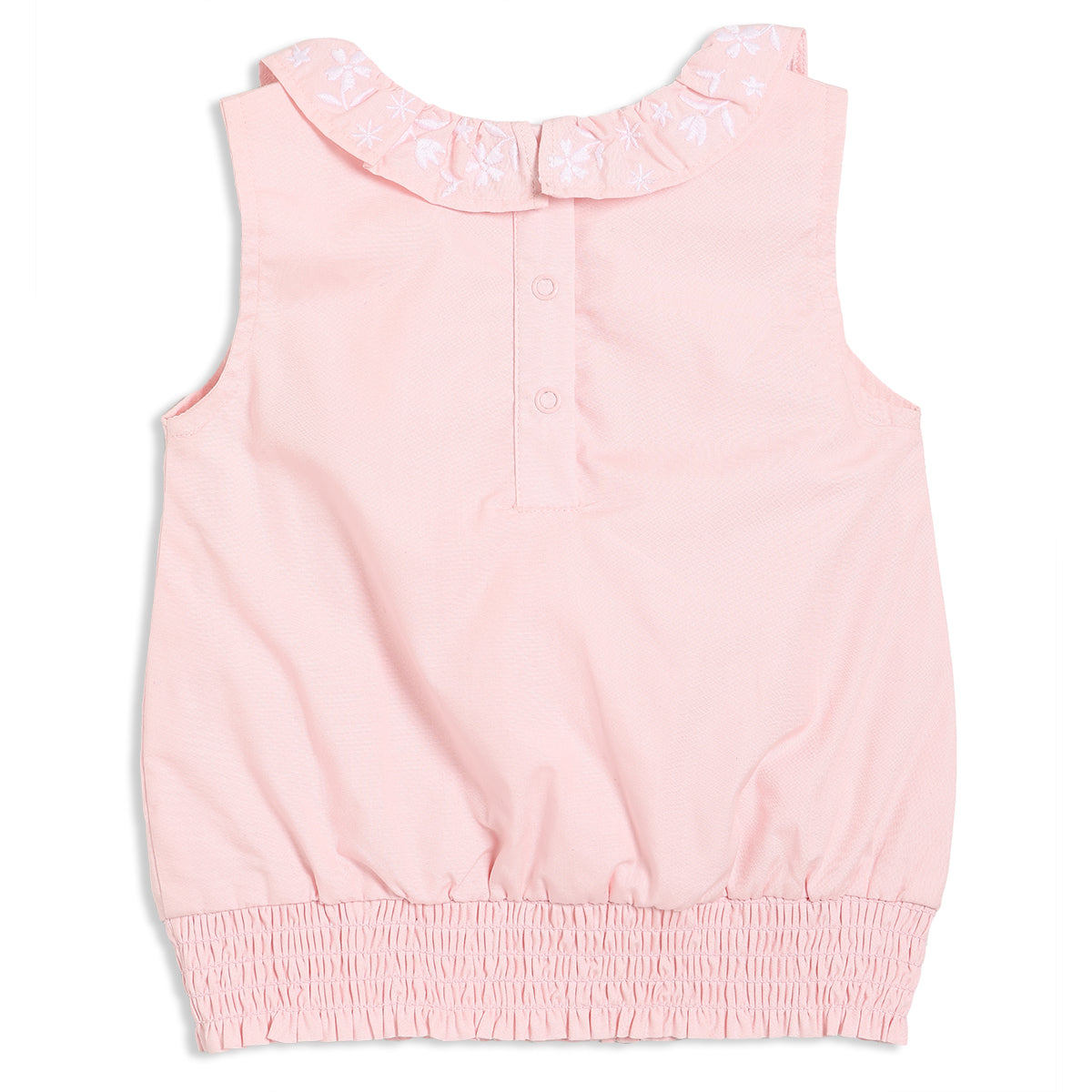 Baby Girls Embroidered Collar Sleeveless Top, Pink