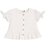 Baby Girls Schiffli Embroidered Peplum Top, White