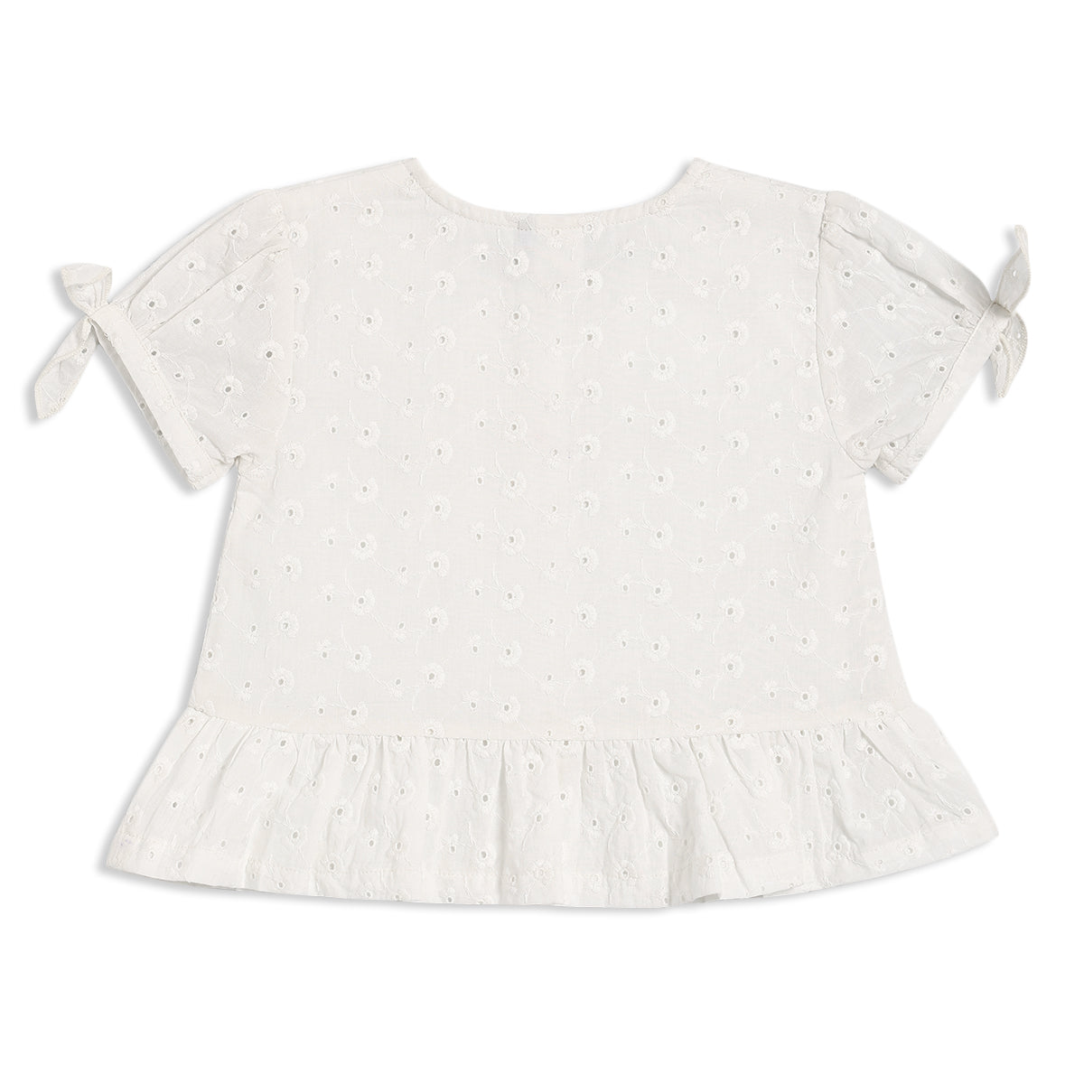 Baby Girls Schiffli Embroidered Peplum Top, White