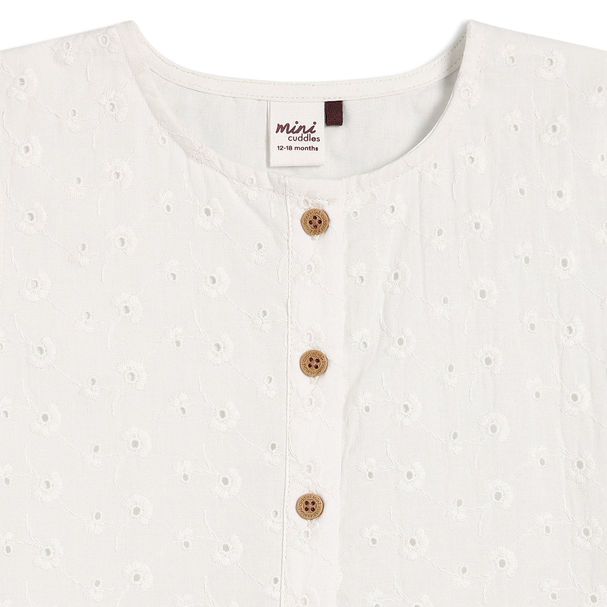 Baby Girls Schiffli Embroidered Peplum Top, White