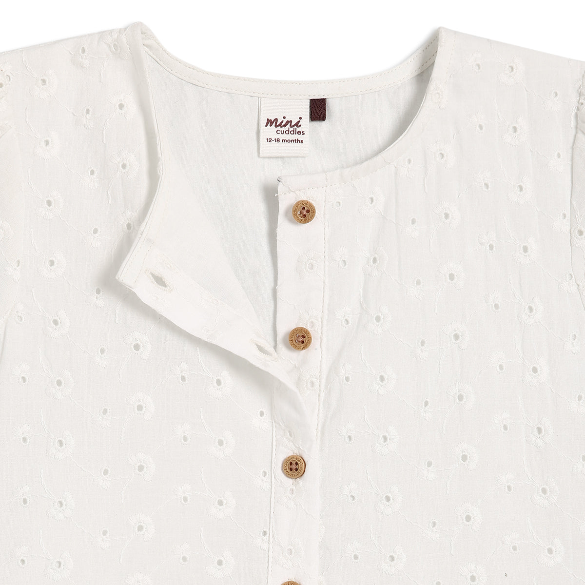 Baby Girls Schiffli Embroidered Peplum Top, White