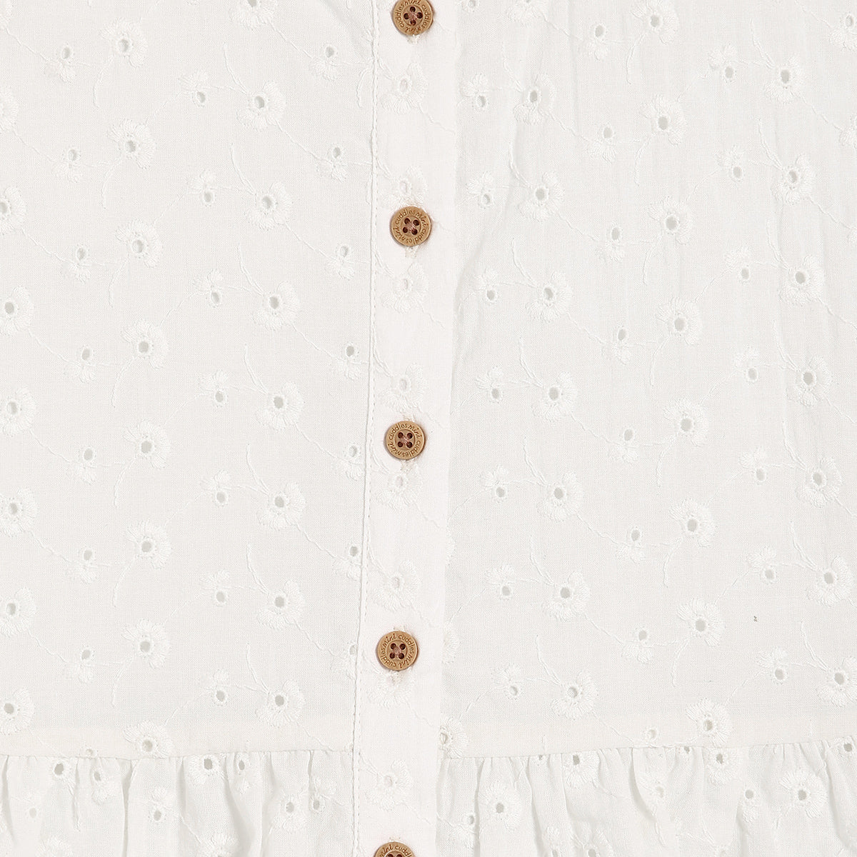 Baby Girls Schiffli Embroidered Peplum Top, White