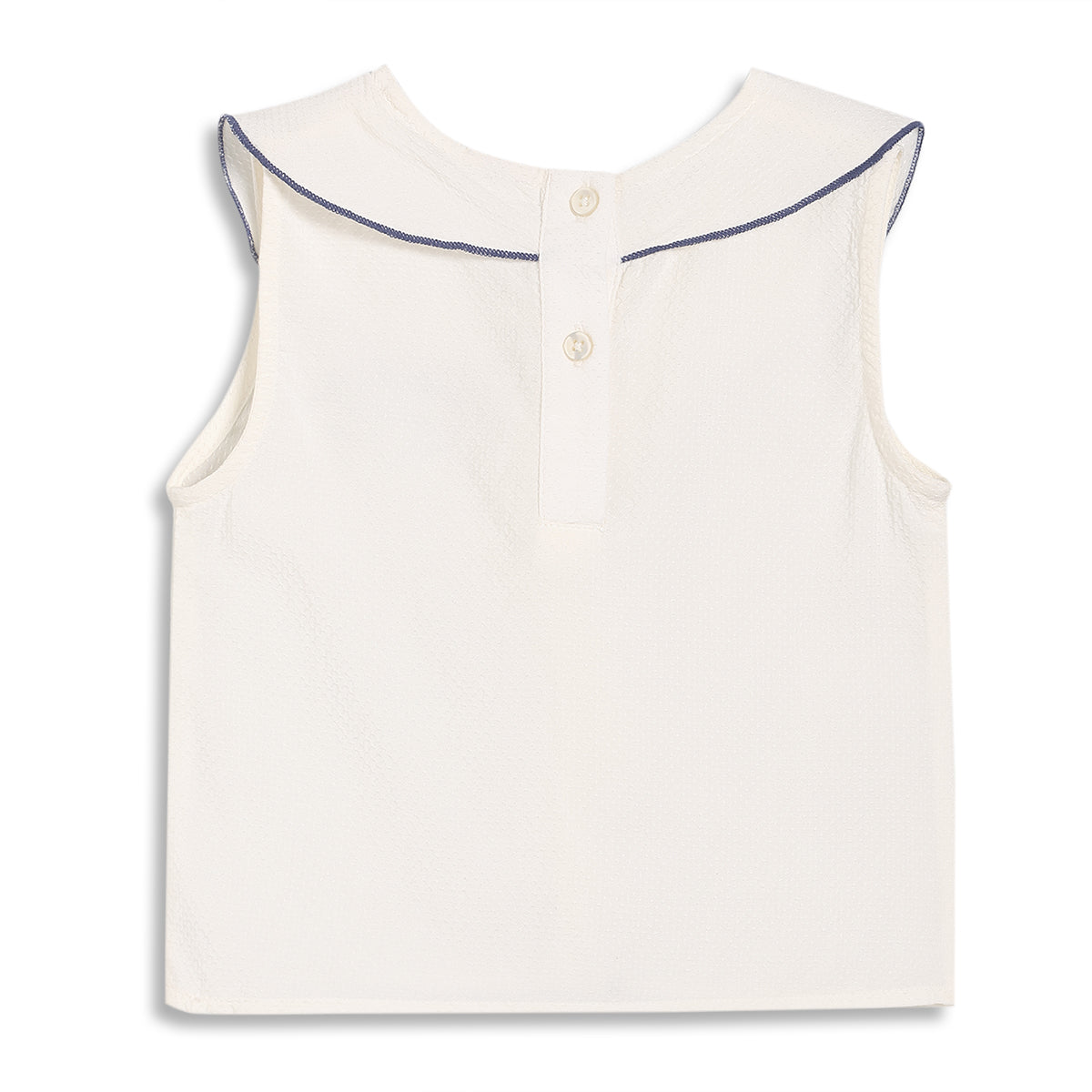 Baby Girls Nautical Text Print Sleeveless Top, Off White