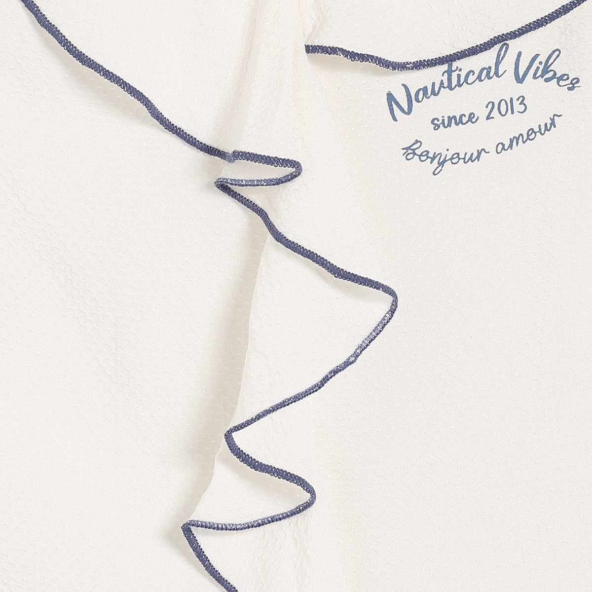Baby Girls Nautical Text Print Sleeveless Top, Off White