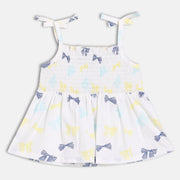 Baby Girls Printed Woven Top, Multicolour