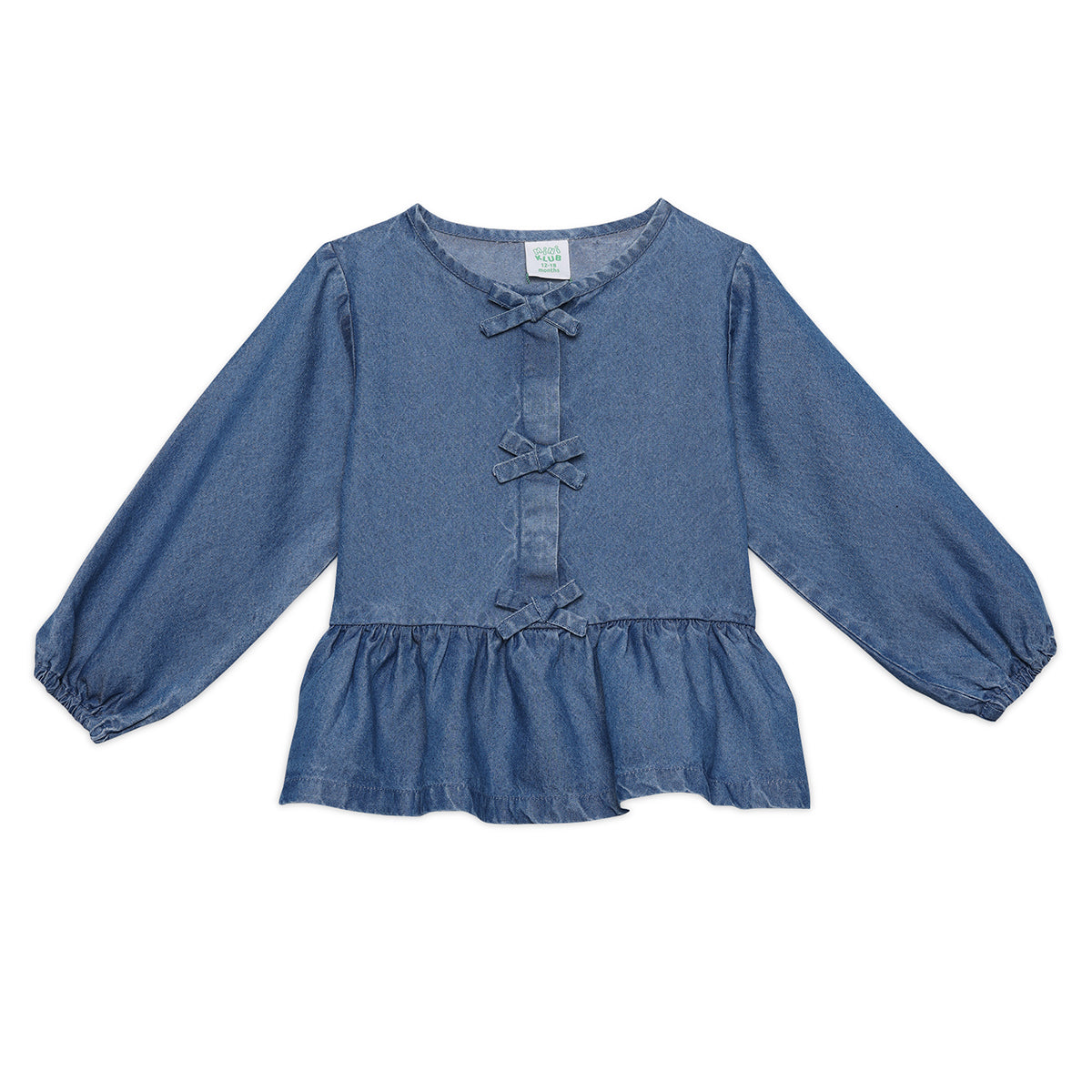 Baby Girls Solid Denim Top, Blue