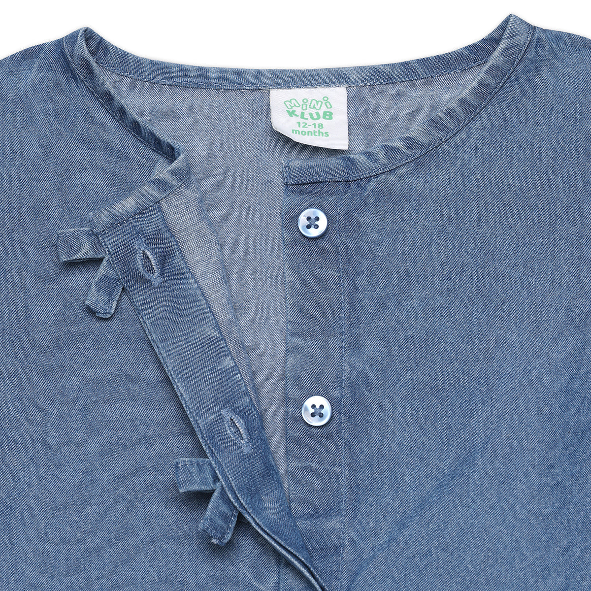 Baby Girls Solid Denim Top, Blue