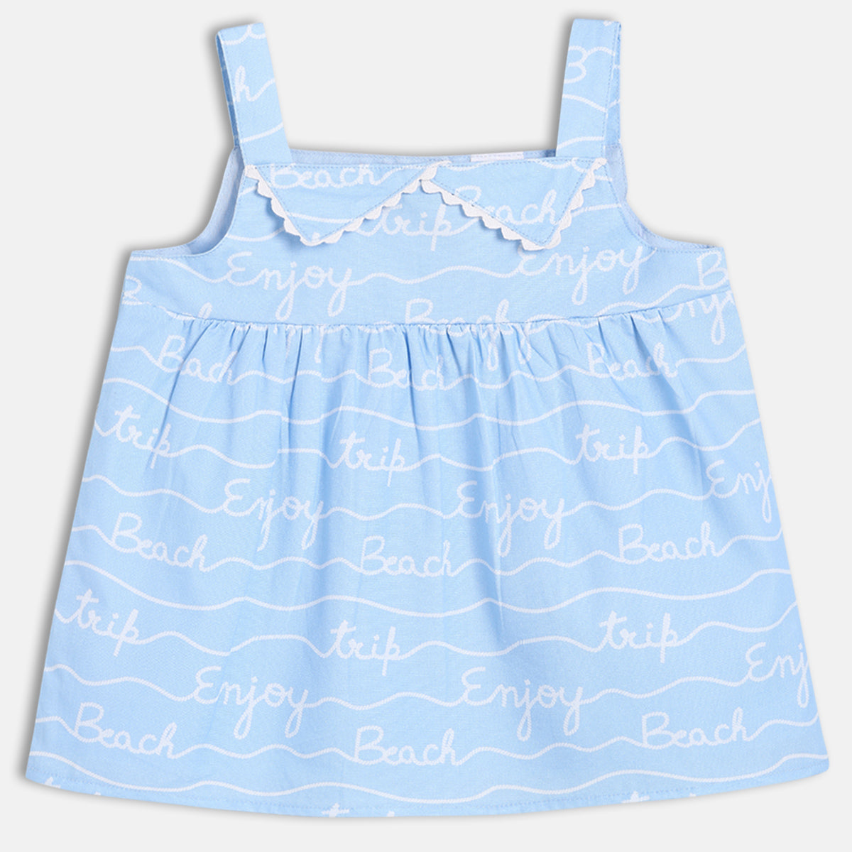 Baby Girls Printed Woven Top, Blue