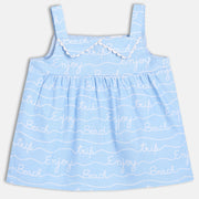 Baby Girls Printed Woven Top, Blue