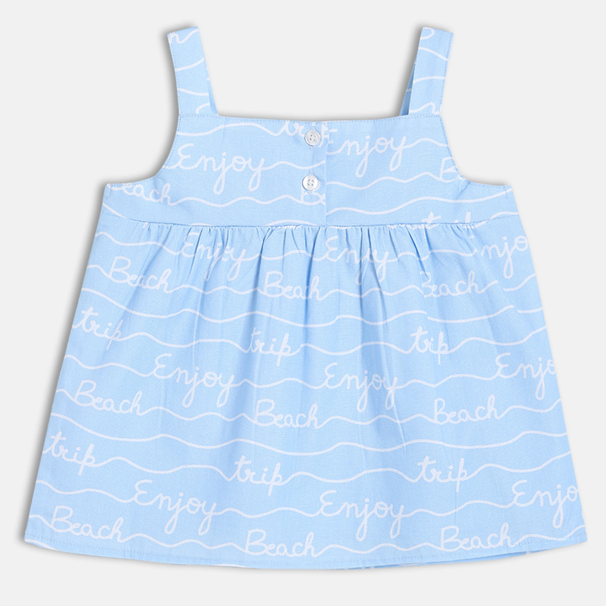 Baby Girls Printed Woven Top, Blue