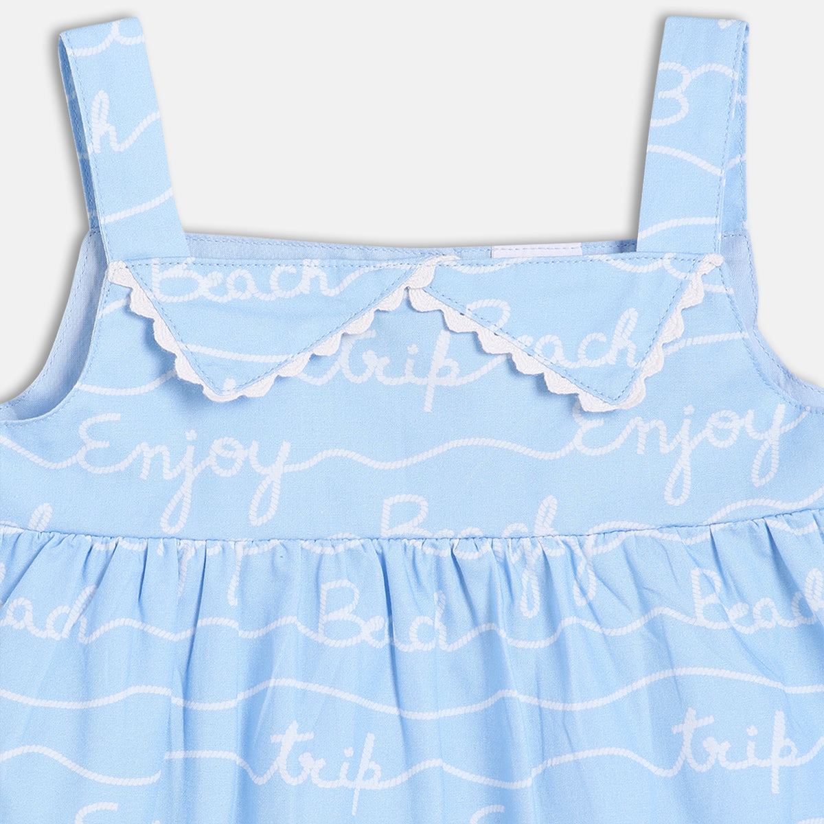 Baby Girls Printed Woven Top, Blue