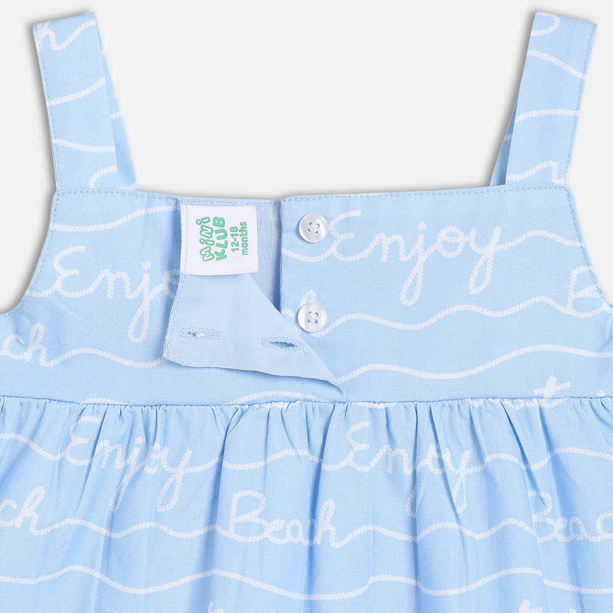 Baby Girls Printed Woven Top, Blue