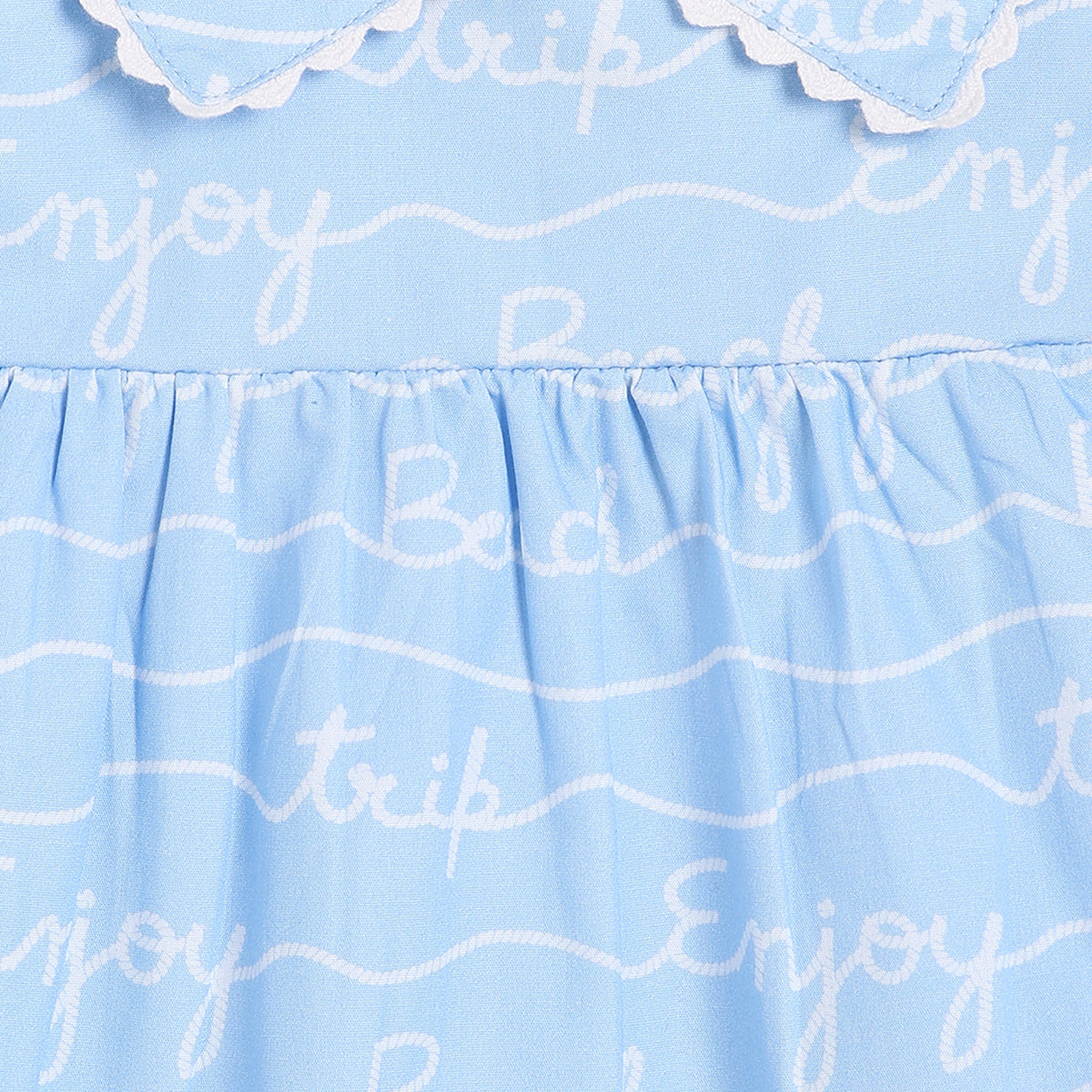 Baby Girls Printed Woven Top, Blue