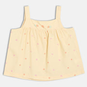 Baby Girls Printed Woven Top, Yellow