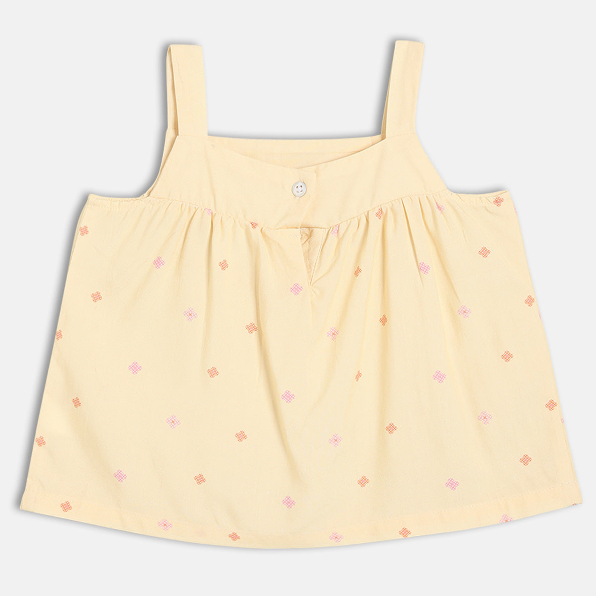 Baby Girls Printed Woven Top, Yellow