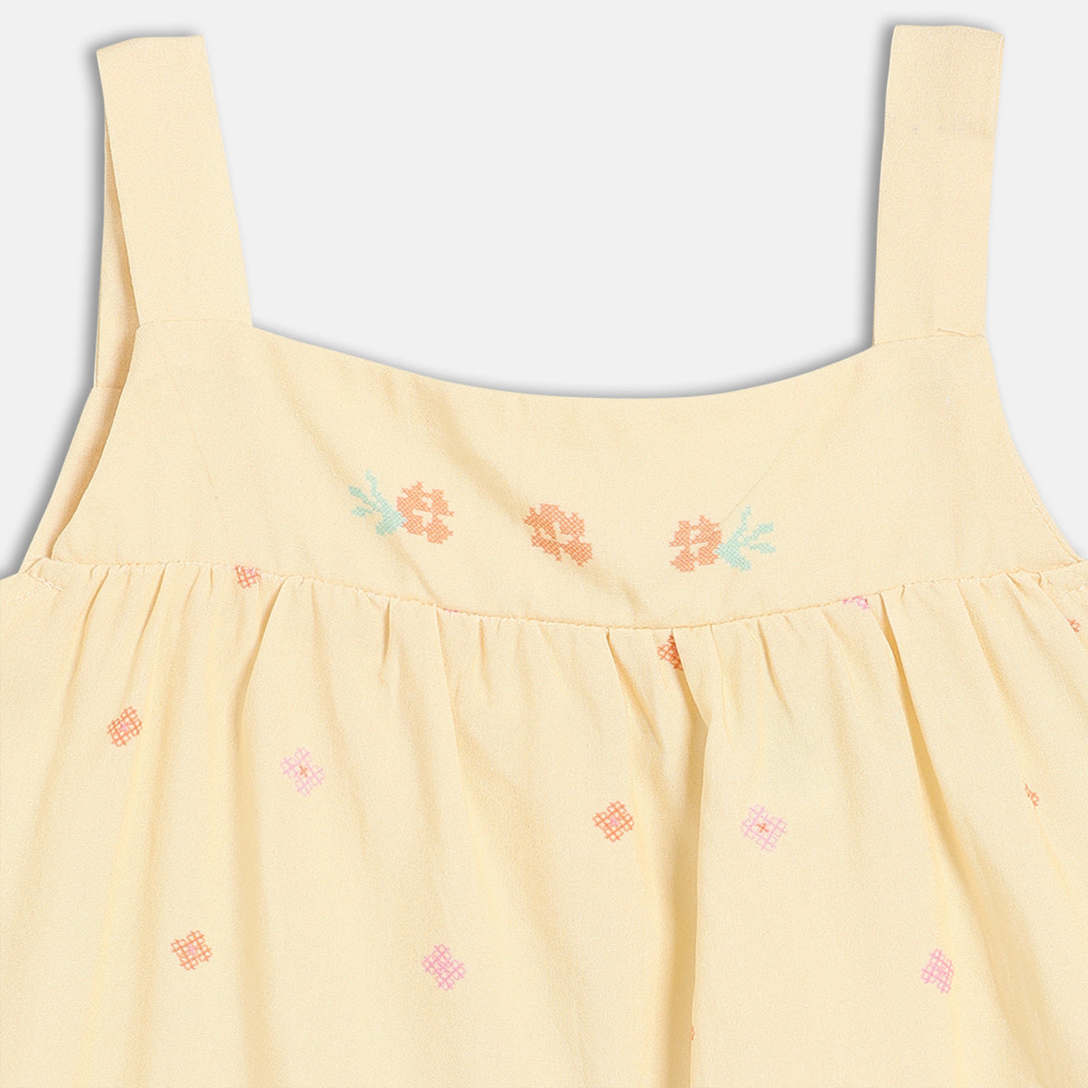 Baby Girls Printed Woven Top, Yellow