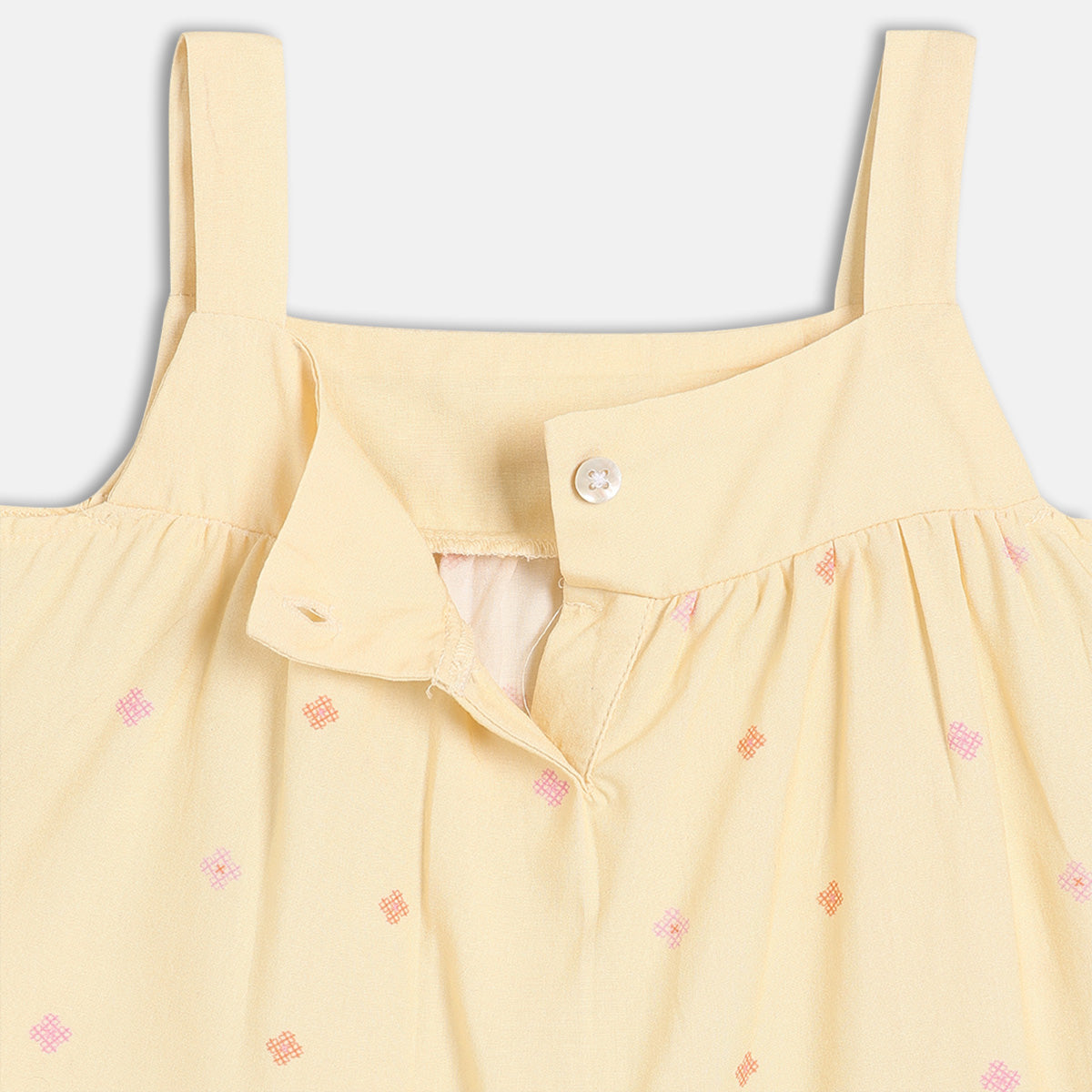 Baby Girls Printed Woven Top, Yellow
